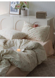Ele Floral Cotton Bedding Set 00% Pure Combed Cotton 4-Piece Bedding Set for Students Dormi 3-Piece Duvet Cover Bedding