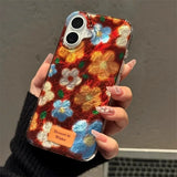 Perforated Vortex Retro Small Flower Phone Case For iPhone 15 Cases iPhone 11 12 13 14 16 Pro Max XS X XR 7 8 Plus SE 2022 Cover