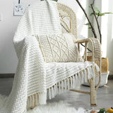 Nordic White Casual Throws Blankets Soft Comfortable Knitted Shawl Sofa Blanket Bed End Cover Hotel Home Decoration Bedspread