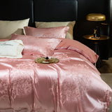 Luxury Jacquard and 60S Cotton Patchwork Soft Silky Bedding Set Duvet Cover Set Bed Sheet/Fitted Sheet Pillowcases 4Pcs