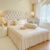 Vintage French Hollow Lace Ruffles 100% Cotton Princess Wedding Bedding Set Duvet Cover Set Bed Skirt Bedspread Pillowcases 4Pcs
