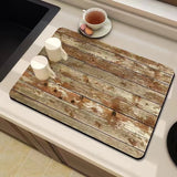 Natural Wood Grain Diatomite Kitchen Mat Super Absorbent Fast Drying Pad for Kitchen Countertop Dish Drying & Coffee Table Use