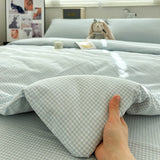 Waed Cotton Bedding Set Simple ature Light een Plaid Tee-Piece Queen Size Pure Cotton Bed Linens Japanese Sle