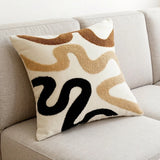 45x45cm Embroidered Cushion Covers Set, Aesthetic Boho Style for Bedroom & Sofa, Brown & Beige Decorative Pillow Cases