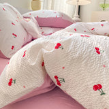 Korean Style Seersucker  Washed cotton Bedding Set  Girls Twin Queen Size Duvet Cover   Bed Linens Kids Fashion
