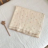 Baby Muslin Blanket 110X130cm Swaddle Blanket Gauze Thin Quilt Floral Print Double Layer Cotton Stroller Cover Kids Bedding
