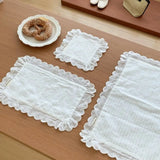 Korean Style Soft Flounced Lace Ruffle Placemats Dust-proof Multi-purpose Lace Napkins Coasters Photo Props