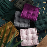 Grey Square Thick Floor Seating Cushions Tufted Cushion Meditation Pillow Floor Pillows Seating with Carrying Handle Tatami Pad