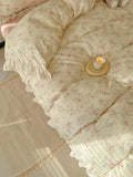 Romantic Spring Pink Cry Floral Cotton Double Layered Four Piece Bedding Set Gentle Aosphere Girl's Lace Trim Bedding