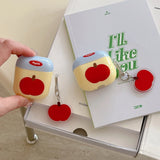 New Cute Red Apple Pattern Gloss Shockproof Protective Cover Case For AirPods 1 2 3 4 Pro 2 Earphone Bluetooth Earphone Shell