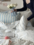 Pure Cotton Fledding Set Dr Pear Simple Elegance Cotton Quilt Cover eet Bed Canopy Four Piece Bedding Set