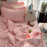 Korean Simple Bedding Set Modern Air Condition Thin Blankets Summer Quilt Pillowcase Comfortable Fluffy Blanket with Filling