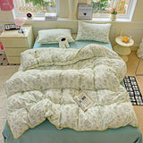 Flower Printed Duvet Cover Sets Queen/King Bedding Set with Shell Edge Washed Cotton dekbedovertrek 240x220   Bed Cover Set