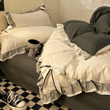 Bowknot Bedclothes Lace Style Bed Sheets Set Skin-friendly Bedding ropa de cama Single/Double/Queen/King Size Bed Linen Set