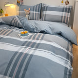 Ikeehome  Thiened Warm Flannel Bedding Set Pure Cotton Bear Pattern Autumn Winter Four-Piece Quilt Cover eet Tee-Piece Set