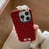 3D cute sleeping cat ins points shell for iphone 14pro 13 16 15 pro max 12 14 11 15promax 16pro autume winter leather phone case