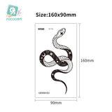Rocooart Big Size Black Snake Temporary Tattoo Stickers For Women Men Body Waist Waterproof Fake Tatto 3D Cobra Snake Tattoos
