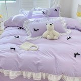 Bedding Set INS Girls Princess Soft 2024NEW Washed Cotton Bed Sheet Queen King Size Duvet Set Comforter Set Duvet Set Bed Linens