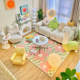 Pink Blue Checkerboard Bedside Carpet Cute Dopamine Bedroom Rug Fashion Ins Advanced Light Luxury Soft Coffee Table Mat 러그 Tapis