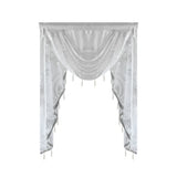 White Lace Flowers Sheer Wavy Valance Curtain Luxury Beaded Floral Waterfall Scallop Curtain for Living Room Bay Window Drapes