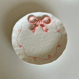 Cute Three-dimensional Bow Underglaze Color Ceramic Mug Plate Gift Girlish Heart Tableware