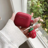 Cute Matte Red Silicone Earphone Case Knitted Strawberry Pendant For Apple AirPods 1 2 3 4 Pro 2 Soft Tpu Protection Cover
