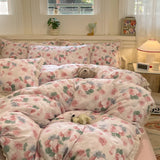 INS Korean Style New Yungan Cotton Wrinkled Double-layer Yarn Lace Bedding Sets