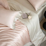 Color Blocking Bedding Set 600TC Lyocell Bamboo Fiber Soft Silky Cool Feeling Duvet Cover Flat/Fitted Bed Sheet Pillowcases 4Pcs