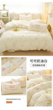 Pink Bedding Sets Solid Color Washed Cotton Home Girls Bedroom Decor Duvet Cover Pillowcase Bedspread Embroidery Four Piece Set