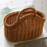 Kitchen Storage Basket,Home DecorImitation Rattan Hand-woven Hanging Baskets,Sundries Organizer Living Room Wall Hanging Basket