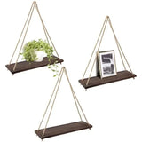 Wooden Rope Swing Wall Hanging Plant Flower Pot Tray Mounted Floating Wall Shelves Nordic Home Decoration Mored Simple Design