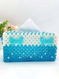 Bead String Pearl Bow Tissue Boxes Originality Manual Toilet Paper Storage Box Hotel Home Shower Room Desktop Tissue Box