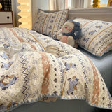 Cartoon 100% Cotton Shell Edge Bedding Set High Quality Cozy Bedsheet Kit with Pillowcase Breathable Home Decor for Four Seasons