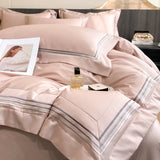 100% Cotton Luxury Hotel Style Bedding Set Queen King Size Solid Color Embroidery Duvet Cover Flat/Fitted Bed Sheet Pillowcases