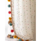 Retro cotton linen rainbow ball yarn cream style bedroom living room children's room cotton linen curtains tulle custom curtains