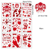 3D Halloween Decorations 84pcs Halloween Window Clings 9 Sheets Bloody Handprint Footprint Halloween Wall Decal Floor Clings