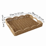 Imitation Rattan Woven Storage Tray Rectangular Rustic Style Food Serving Tray Multipurpose Save Space Desktop Organizer Bread
