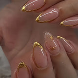 3D Flower Acrylic Fake Nail Press on Nails Glossy Green Glitter Stick on Fingernail French Tips Medium Almond False Nails 24Pcs