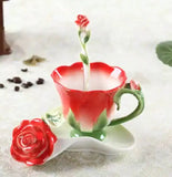Family Afternoon Tea Ceramic Coffee Cup Set, High-quality Teapot , Creative Enamel Colored Handcrafted Rose Tea Set, Friend Gift