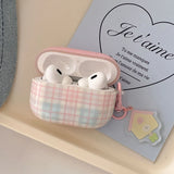 Case for AirPods 4 Suitable Girls Silicone Earphone Coque Fashion Pink Plaid Pattern Hard House Pendant for AirPods 1 2 3 Pro 2