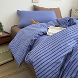 3pcs Retro Striped Japanese Duvet Cover Set Soft Polyester Grid Quilt Cover Full Queen Size Bedding Set without Sheet Drop Ship