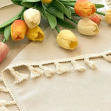 Tassel cotton linen tablecloth desk decoration cloth round tablecloth tea table dining table tablecloth tea table cloth art