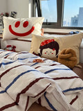 Fre Blue And Coffee Striped Cotton Bedding Set 5M 8M Single Cotton Duvet Cover Simple Modern Sle Four Piece Bedding Set