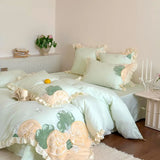 Cotton Bedding Set Lemon Pattern Bed Linens Print Sheet Pillowcase Duvet Cover Set Underwear