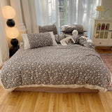 3/4Pcs Korean Princess Style Floral 100% Cotton Bedding Set Vintage French Lace Duvet Cover Bed Sheet Fitted Sheet Pillowcases
