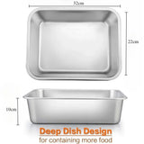 Thickened Stainless Steel Deep Pan Multifunction Roast Chicken Salad Cake Cookie Bakeware for Brownie Bread Meat Baking Pan