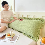 Solid Quilted Length Sleeping Ruffle Pillowcase For Double Couple 48*120cm Soft Flannel Fleece AB Side Pillow Cover Home Bedding