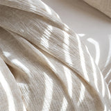 Natural Cotton Linen Vintage Jacquard Bedding Set (1 Duvet Cover with Tie Closure,1 Flat Sheet Or 1 Fitted sheet,2 Pillowcases)