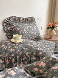 2pcs 100%Cotton Pillowcases French Style Pillow Cover Cushion Covers Bed 48x74cm Comfortable Pillowsham with Crinkled Gauze Lace