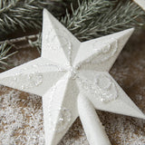 Hollow White Glitter Christmas Tree Top Star Christmas Decorations for Home Novelty New Year Xmas Tree Ornaments Arrangemen